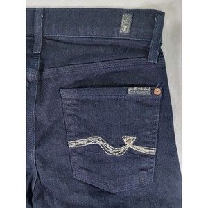 7 For All Mankind Slimmy Straight Leg Jeans Women's 28 Dark Blue Mid Rise NEW